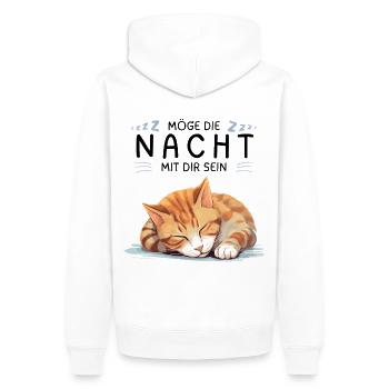 Möge die Nacht mit dir sein - Schlafshirt Katze - Männer Premium Bio Hoodie - Weiß - Hinten - Nico (187cm)