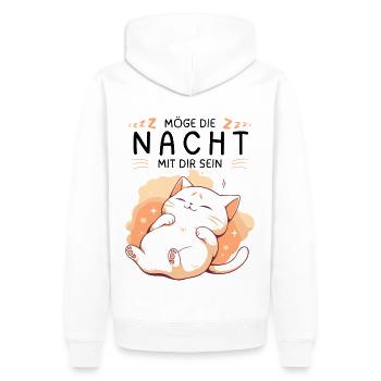 Möge die Nacht mit dir sein - Schlafshirt Katze - Männer Premium Bio Hoodie - Weiß - Hinten - Nico (187cm)