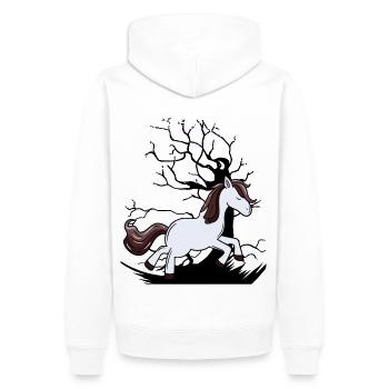 Wild Pferd Pony Pferde Kind Kinder - Männer Premium Bio Hoodie - Weiß - Hinten - Nico (187cm)