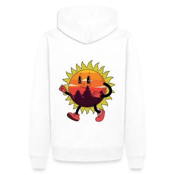 Retro Sonne Vintage Wanderung Natur 80er 90er - Männer Premium Bio Hoodie - Weiß - Hinten - Nico (187cm)