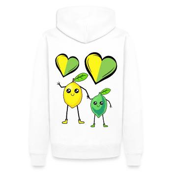 Citron, Citron, Fruits, Fruits, Fruits, Citron - Sweat à capuche Premium bio Homme - blanc - Dos - Nico (187cm)
