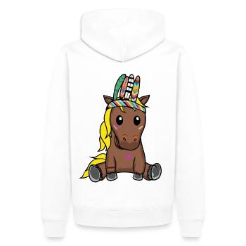 Hippie Pferd Pferde Gaul Schamane Kind Kinder - Männer Premium Bio Hoodie - Weiß - Hinten - Nico (187cm)