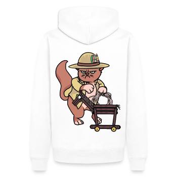 Katze Reiter Reiterin Pferd Pferde Gaul reiten - Männer Premium Bio Hoodie - Weiß - Hinten - Nico (187cm)