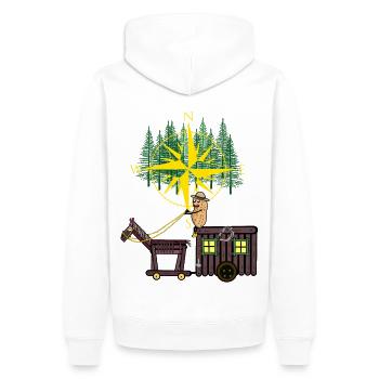Peanut Compass Travel Horse Camping Adventure - Men’s Premium Organic Hoodie - white - Back - Nico (187cm)