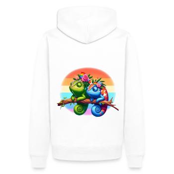 Es ist in Ordnung, schwul zu sein, Chamäleons LGBTQ+ Stolz - Männer Premium Bio Hoodie - Weiß - Hinten - Nico (187cm)
