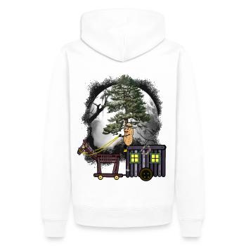 Halloween Reise Erdnuss Pferd Kutsche Wald Natur - Männer Premium Bio Hoodie - Weiß - Hinten - Nico (187cm)