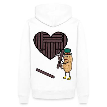 Coeurs de cacahuètes Amour artisanal Saint-Valentin - Sweat à capuche Premium bio Homme - blanc - Dos - Nico (187cm)
