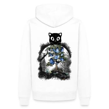 Forest Cat Spring Nature Butterflies Cats - Men’s Premium Organic Hoodie - white - Back - Nico (187cm)