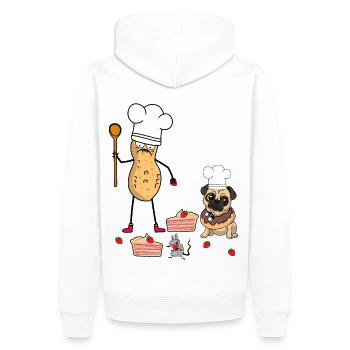 Cacahuètes Pâtisserie Animaux Chien Pâtisserie Boulanger Noix - Sweat à capuche Premium bio Homme - blanc - Dos - Nico (187cm)