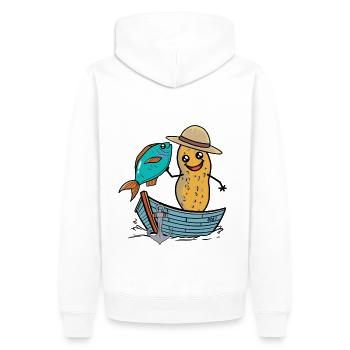 Pêcheur de poisson pêcheur de cacahuète Bateau de pêche au poisson - Sweat à capuche Premium bio Homme - blanc - Dos - Nico (187cm)