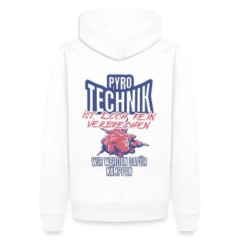 Pyrotechnik ist doch kein Verbrechen - Meme Spruch - Männer Premium Bio Hoodie - Weiß - Hinten - Nico (187cm)