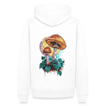 Cottagecore Mondphasen Pilz Goblincore Vintage - Männer Premium Bio Hoodie - Weiß - Hinten - Nico (187cm)