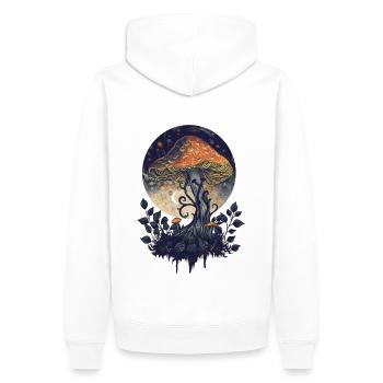 Fairycore Champignon Goblincore Phases de Lune Vintage - Sweat à capuche Premium bio Homme - blanc - Dos - Nico (187cm)