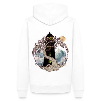 Phares maritimes mystiques Phare Arbre de lune - Sweat à capuche Premium bio Homme - blanc - Dos - Nico (187cm)
