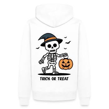 Squelette mignon avec citrouille lanterne Halloween - Sweat à capuche Premium bio Homme - blanc - Dos - Nico (187cm)