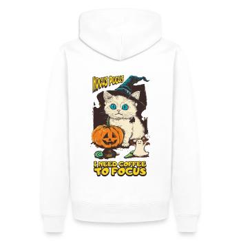 Hocus Pocus Katze Kürbis Halloween Lustig - Männer Premium Bio Hoodie - Weiß - Hinten - Nico (187cm)