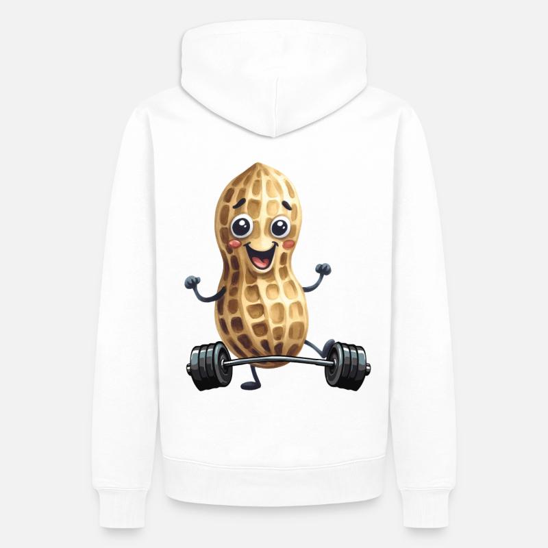 Peanut Bodybuilder Poids Musculation Musculation Haltères Poids - Sweat à capuche Premium bio Homme - blanc