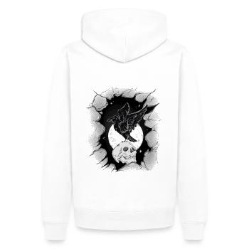 Halloween Rabe Krähe Skull Schädel Totenkopf - Männer Premium Bio Hoodie - Weiß - Hinten - Nico (187cm)