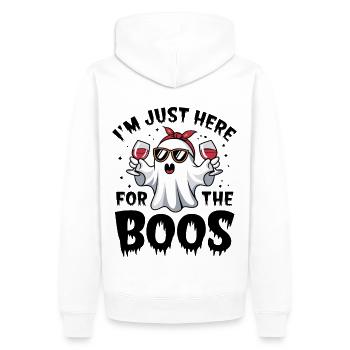 Fantôme d’Halloween, je suis juste là pour les huées - Sweat à capuche Premium bio Homme - blanc - Dos - Nico (187cm)