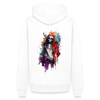 Skelett im roten Umhang Tag der Toten - Männer Premium Bio Hoodie - Weiß - Hinten - Nico (187cm)