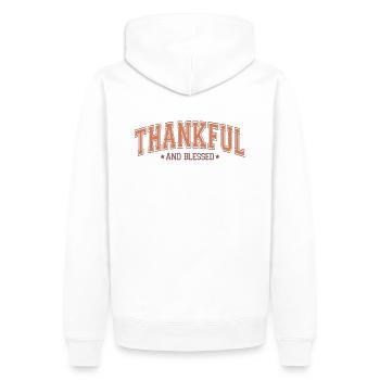 Thanksgiving classique reconnaissant et béni - Sweat à capuche Premium bio Homme - blanc - Dos - Nico (187cm)