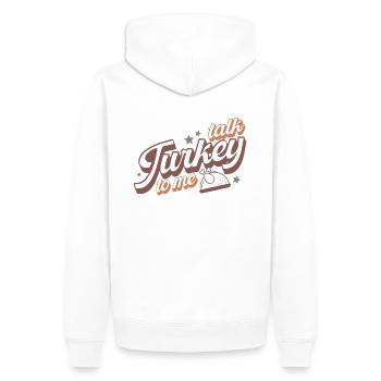 Lustiges Truthahn Thanksgiving Design - Männer Premium Bio Hoodie - Weiß - Hinten - Nico (187cm)