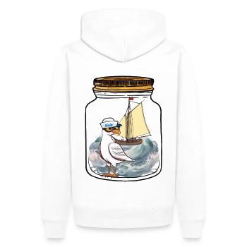 Marin Seagull voilier Ahoy - Sweat à capuche Premium bio Homme - blanc - Dos - Nico (187cm)