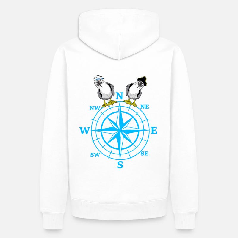 maritim Kompass Möwen Möwe - Männer Premium Bio Hoodie - Weiß