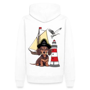 Dachshund Dog Maritime - Men’s Premium Organic Hoodie - white - Back - Nico (187cm)