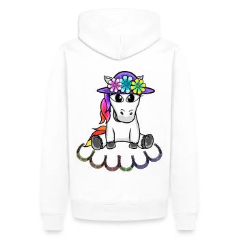 Unicorn Horse Horseshoe Kids Child Baby Mythical Creature - Men’s Premium Organic Hoodie - white - Back - Nico (187cm)