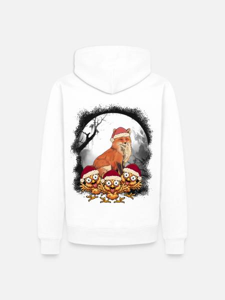 Weihnachtsmann Fuchs Hühner Huhn Nikolaus - Männer Premium Bio Hoodie - Weiß