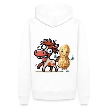 verrücktes lustiges Pferd Erdnuss Pferde Nuss - Männer Premium Bio Hoodie - Weiß - Hinten - Nico (187cm)
