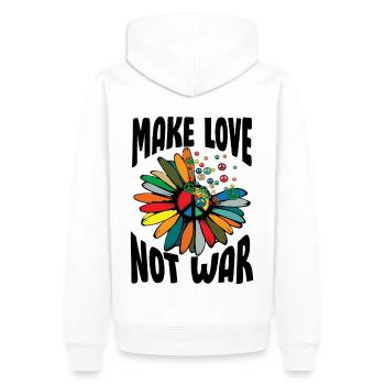 Make Love Not War Flowerpower Hippie - Männer Premium Bio Hoodie - Weiß - Hinten - Nico (187cm)