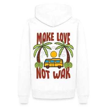 Make Love Not War Flowerpower Hippie - Männer Premium Bio Hoodie - Weiß - Hinten - Nico (187cm)
