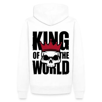 Crâne et os croisés avec couronne Roi du Monde - Sweat à capuche Premium bio Homme - blanc - Dos - Nico (187cm)