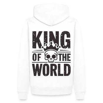 Crâne et os croisés avec couronne Roi du Monde - Sweat à capuche Premium bio Homme - blanc - Dos - Nico (187cm)