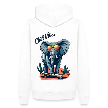 Elefant Skateboard Skater Chill Vibes - Männer Premium Bio Hoodie - Weiß - Hinten - Nico (187cm)