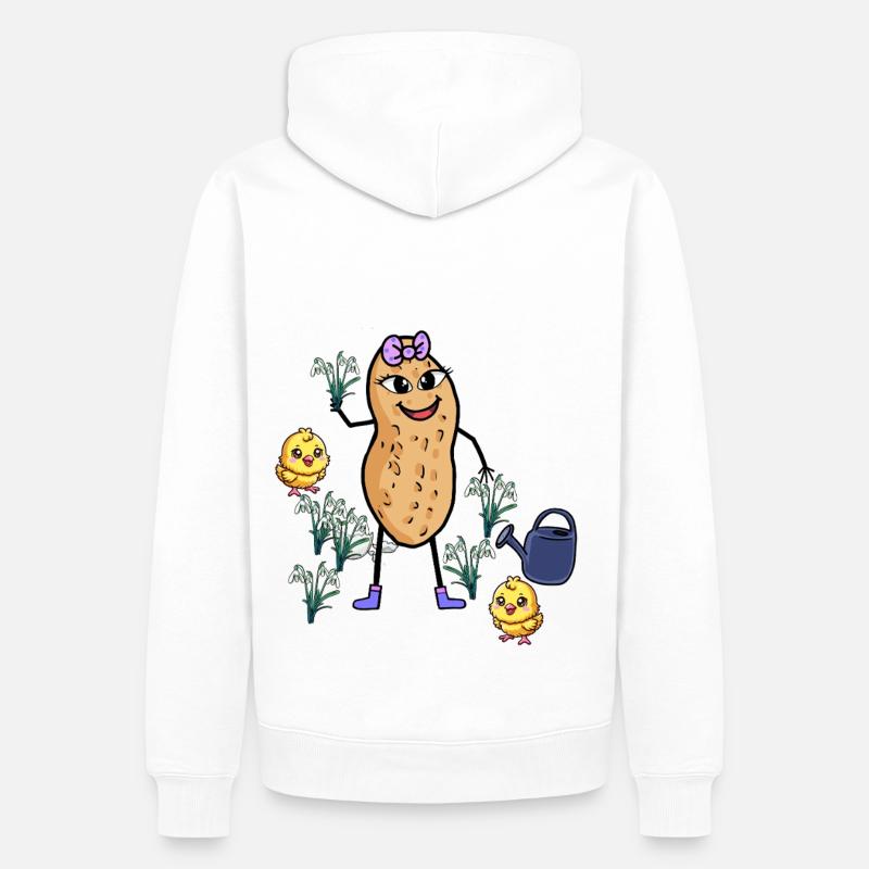 Cacahuète Printemps Pâques Poussin Perce-neige - Sweat à capuche Premium bio Homme - blanc