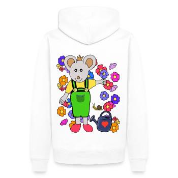 Maus Gärtner Sommer Blumen Gartenarbeit Kinder - Männer Premium Bio Hoodie - Weiß - Hinten - Nico (187cm)