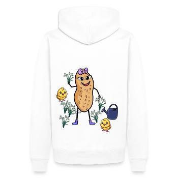 Cheerful Peanut Spring Snowdrop Garden - Men’s Premium Organic Hoodie - white - Back - Nico (187cm)