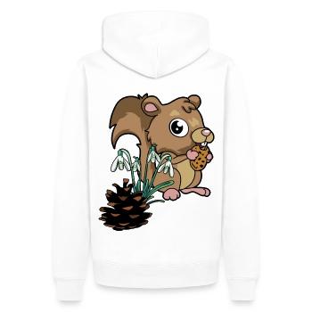 Forest Animals Spring Squirrel Snowdrops - Men’s Premium Organic Hoodie - white - Back - Nico (187cm)