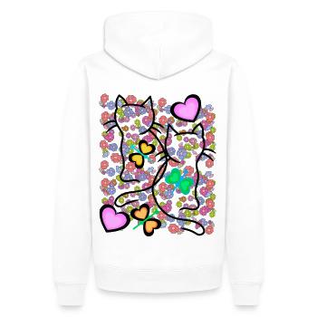 Printemps Eté Rétro Chats Fleurs Années 80 Années 90 - Sweat à capuche Premium bio Homme - blanc - Dos - Nico (187cm)