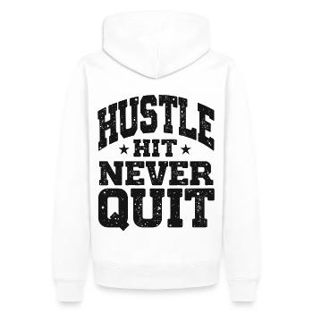 Hustle Hit Never Quit Athlete Fitness - Men’s Premium Organic Hoodie - white - Back - Nico (187cm)