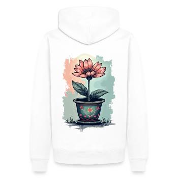 Blooming Beauty - Top floral à motif floral vintage - Sweat à capuche Premium bio Homme - blanc - Dos - Nico (187cm)