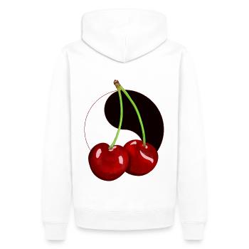 Rockabilly Retro Vintage Kirsche Kirschen Obst - Männer Premium Bio Hoodie - Weiß - Hinten - Nico (187cm)