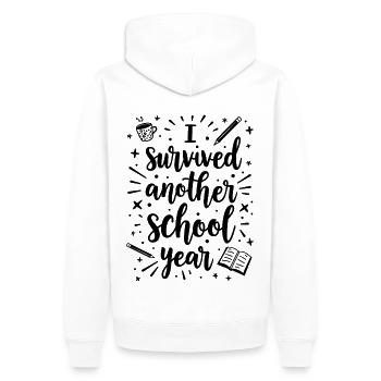J’ai survécu à une autre année scolaire – Enseignant Élève - Sweat à capuche Premium bio Homme - blanc - Dos - Nico (187cm)