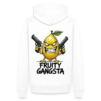 Gangsta fruité – Gangster au citron drôle - Sweat à capuche Premium bio Homme - blanc - Dos - Nico (187cm)