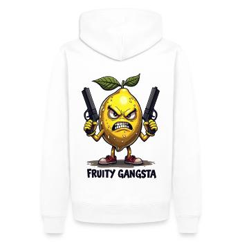Gangsta fruité – Gangster au citron drôle - Sweat à capuche Premium bio Homme - blanc - Dos - Nico (187cm)
