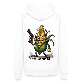 Gangster Maïs Hasta La Vista – Maïs en épi Gangster - Sweat à capuche Premium bio Homme - blanc - Dos - Nico (187cm)