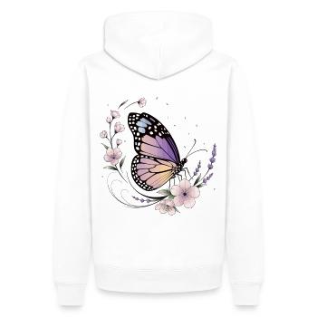 Papillon et fleurs au printemps - Sweat à capuche Premium bio Homme - blanc - Dos - Nico (187cm)